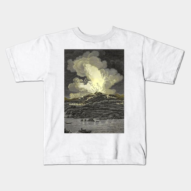 Etna Italia volcano erupts releasing burning larvae and deadly ash Kids T-Shirt by Marccelus